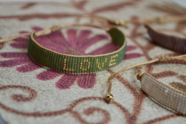 Beaded Love Bracelet / Emerald Bees