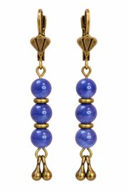 Blauwe Chalcedoon Jaipur Drops Oorbellen - Brass