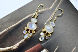 Thane Long Moonstone Earrings Gold Vermeil