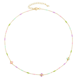 Multi Color Marquise Enamel Necklace Gold Vermeil