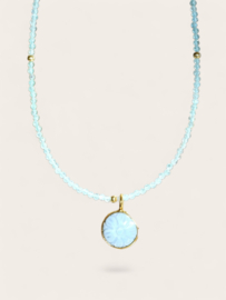 Apatiet en Blauw Opaal Ketting - Gold Vermeil