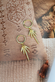 Feather Hoop Earrings - Zirconia - Gold Vermeil Oorbellen