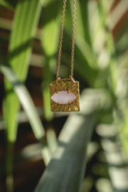 Turkish Eye Rose Quartz Necklace Gold Plated