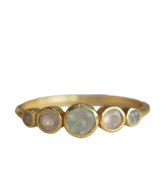 Rose Quartz/Labradorite/Prehnite Aevy Ring Gold Vermeil / Muja Juma