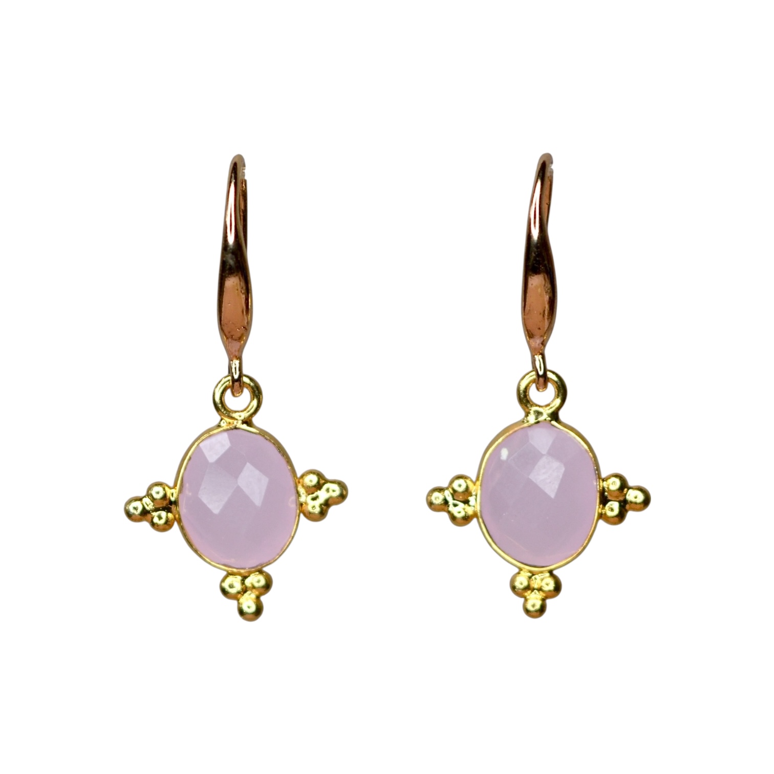Sona Rani Rose Quartz Earrings Gold Plated