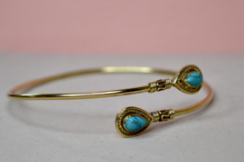 Turkoois Bohemian Bovenarm Armband - Brass