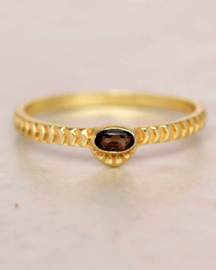 Horizontal Oval Striped Smokey Quartz Ring Gold Vermeil / Muja Juma