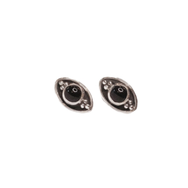 Onyx Triple Dots Oval Studs Sterling Silver Oorstekers