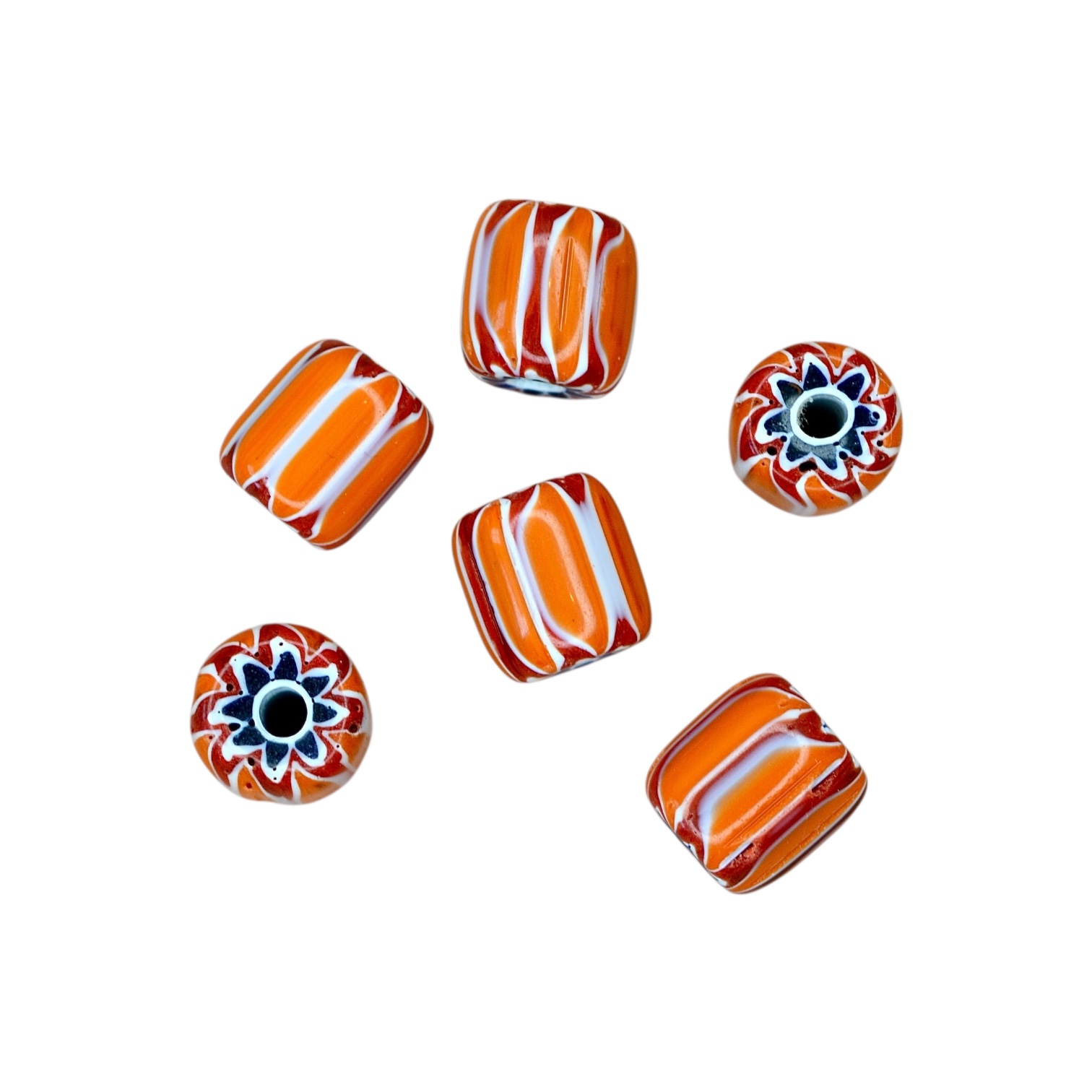 Nepalees Lampwork Kraal Chevron Oranje (1x)