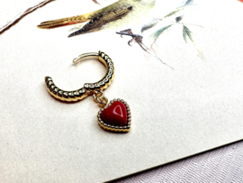 Red Heart Twisted Hoop Gold Plated