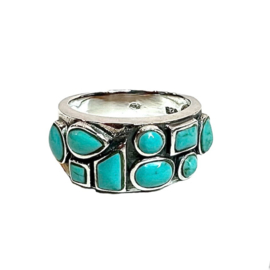 Turquoise 9-Stone Ring Sterling Silver