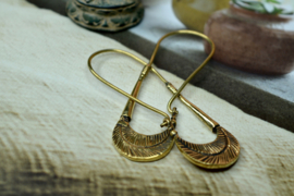 Tribal Palmblad Oorbellen - Brass