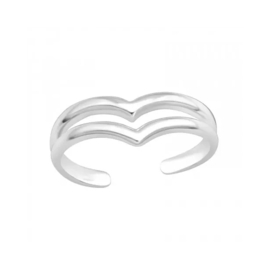 Double V Toe Ring Sterling Silver