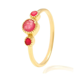 Ruby 3-Stone Ring Gold Vermeil