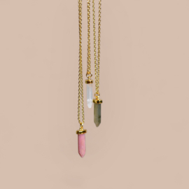 Labradorite Arrow Point Necklace Gold Plated