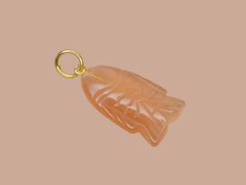 Handgesneden Perzik Maansteen Vis Hanger - Gold Vermeil