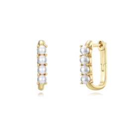 Pearl Rectangle Earrings Gold Vermeil Oorbellen