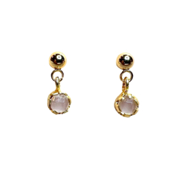 Rose Quartz Earstuds Gold Plated / Edelsteen Oorstekers