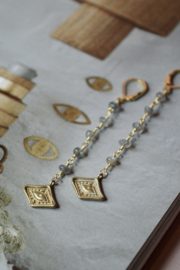 Lunar Eye Labradoriet Oorbellen - Gold Plated