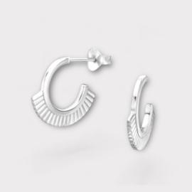 Tribal Stripe Hoop Studs Sterling Silver