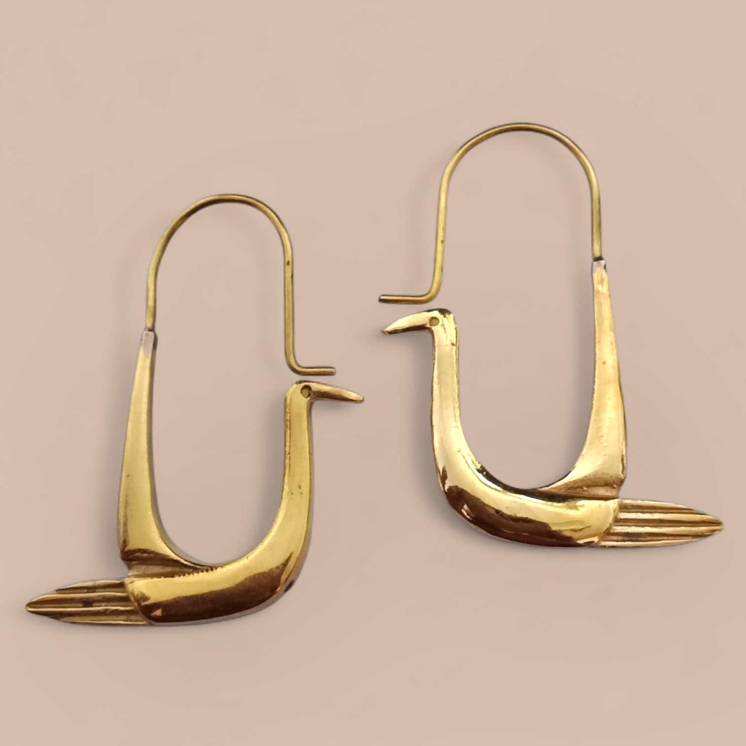 Bohemian Swan Earrings Brass