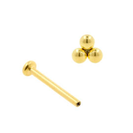 3 Balletjes Labret Piercing - Titanium Goud