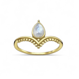 Moonstone Drop Chevron Ring Gold Vermeil