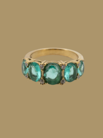 Ovaal Stenen Vintage Aqua Ring - ATLITW