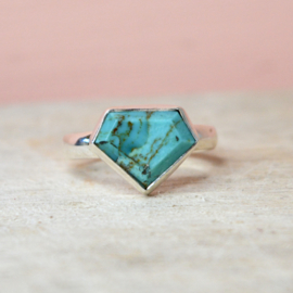 Shield Mojave Turkoois Ring - Sterling Zilver