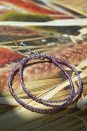Amethyst Beaded Necklace Sterling Silver