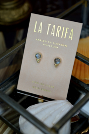 Labradorite 3-Dots Studs Gold Vermeil