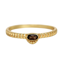 Horizontal Oval Striped Smokey Quartz Ring Gold Vermeil / Muja Juma