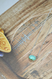 Oval Turquoise Necklace / Sterling Silver