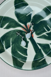 Rani Drops Maansteen Oorstekers Silver Plated