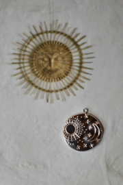 Ronde Zon en Maan Bedel - Stainless Steel Zilver