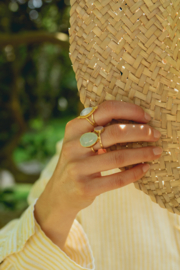 Inaya Pink Chalcedony Ring Gold Vermeil