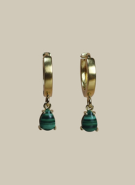Malachite Goutte Earrings - Gold Plated
