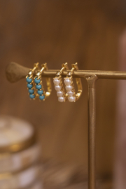 Pearl Rectangle Earrings Gold Vermeil Oorbellen