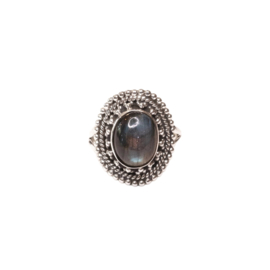 Oval Labradorite Boho Ring Sterling Silver