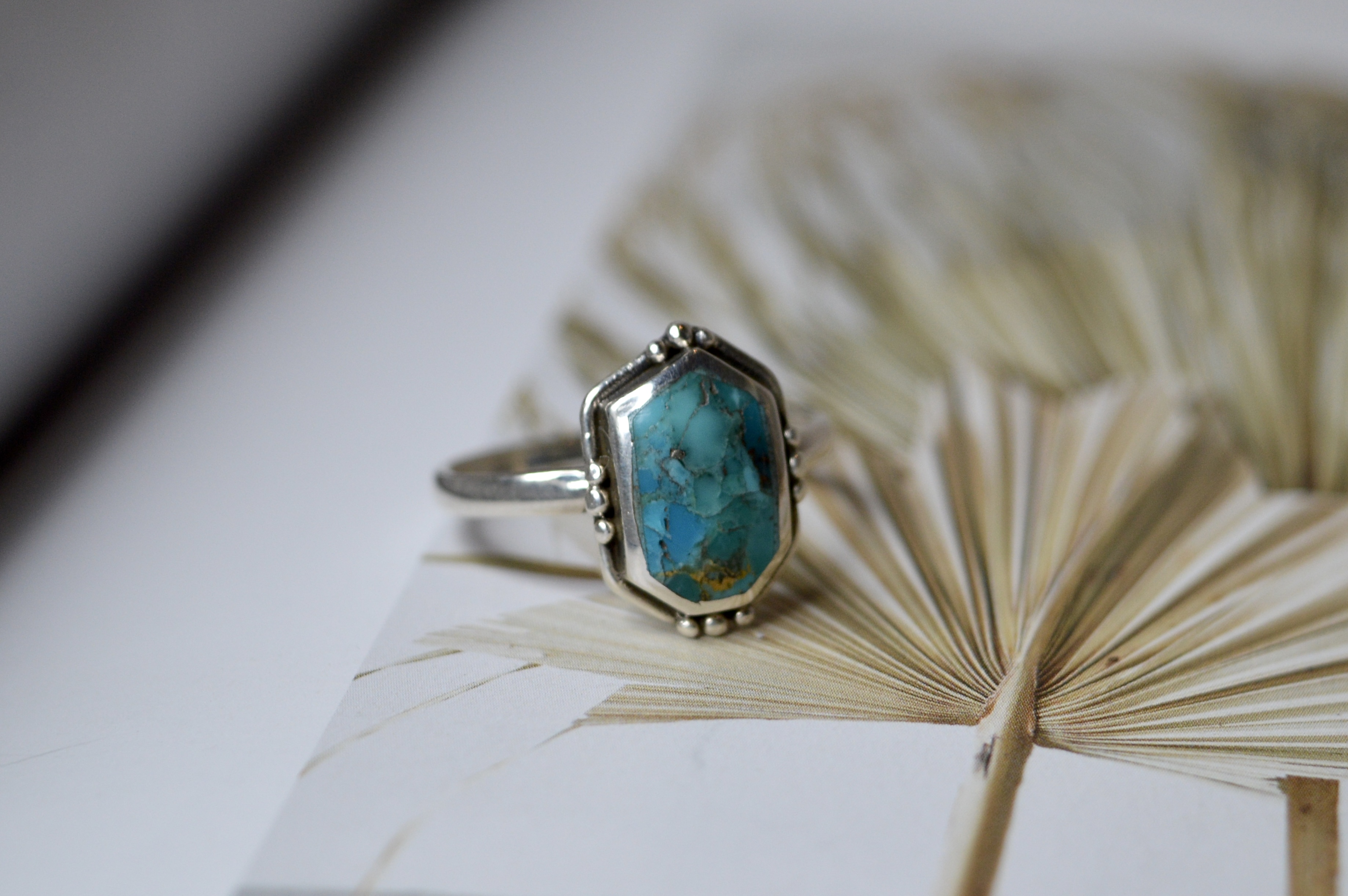 Native Mohave Turquoise Ring Sterling Silver