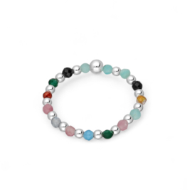 Gemstone Beaded Ring Sterling Silver