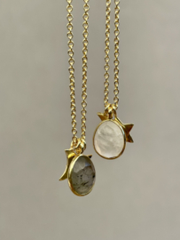 Moon, Star & Ruby Necklace Gold Vermeil