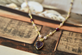 Amethist Mystic Leaf Ketting - Gold Plated