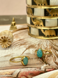 Rain Drop Amazonite Ring Gold Vermeil