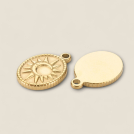 Ovaal Zon & Maan Bedel RVS Goud