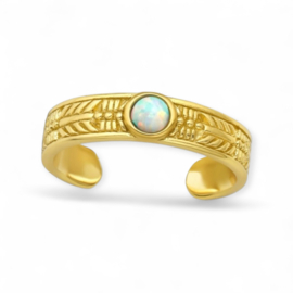 Fire Snow Opal Toe Ring Gold Vermeil