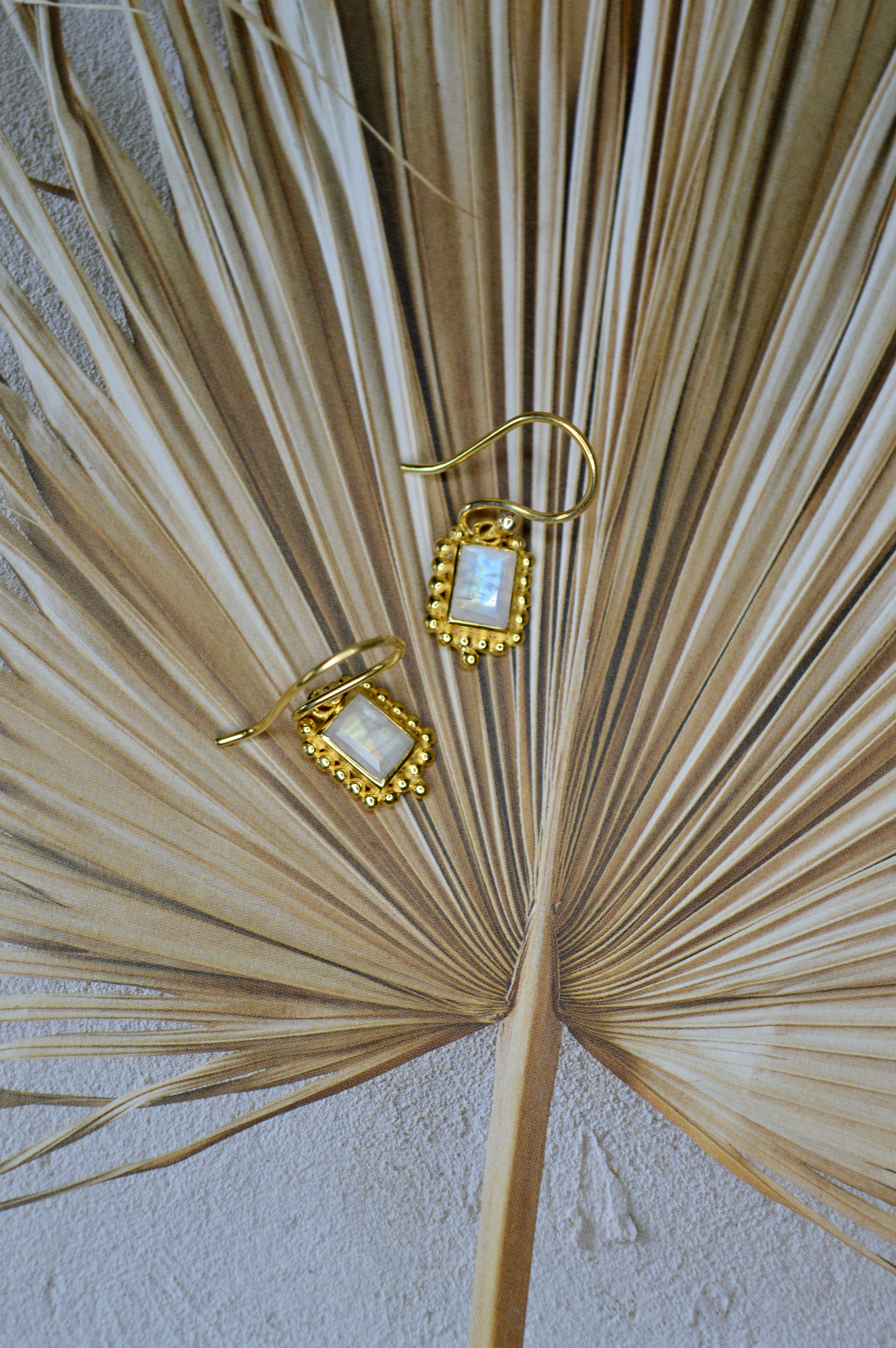 Moonstone Boho Earrings Gold Plated