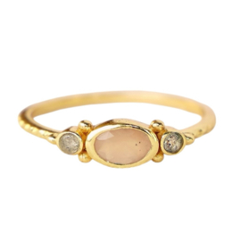 Peach Moonstone & Amazonite Ring Gold Vermeil / Muja Juma