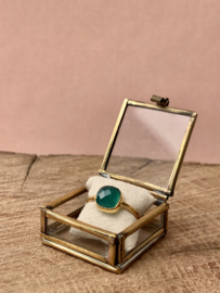 Square Green Onyx Ring Gold Vermeil