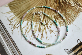 Multi Stone Beaded Necklace Sterling Silver
